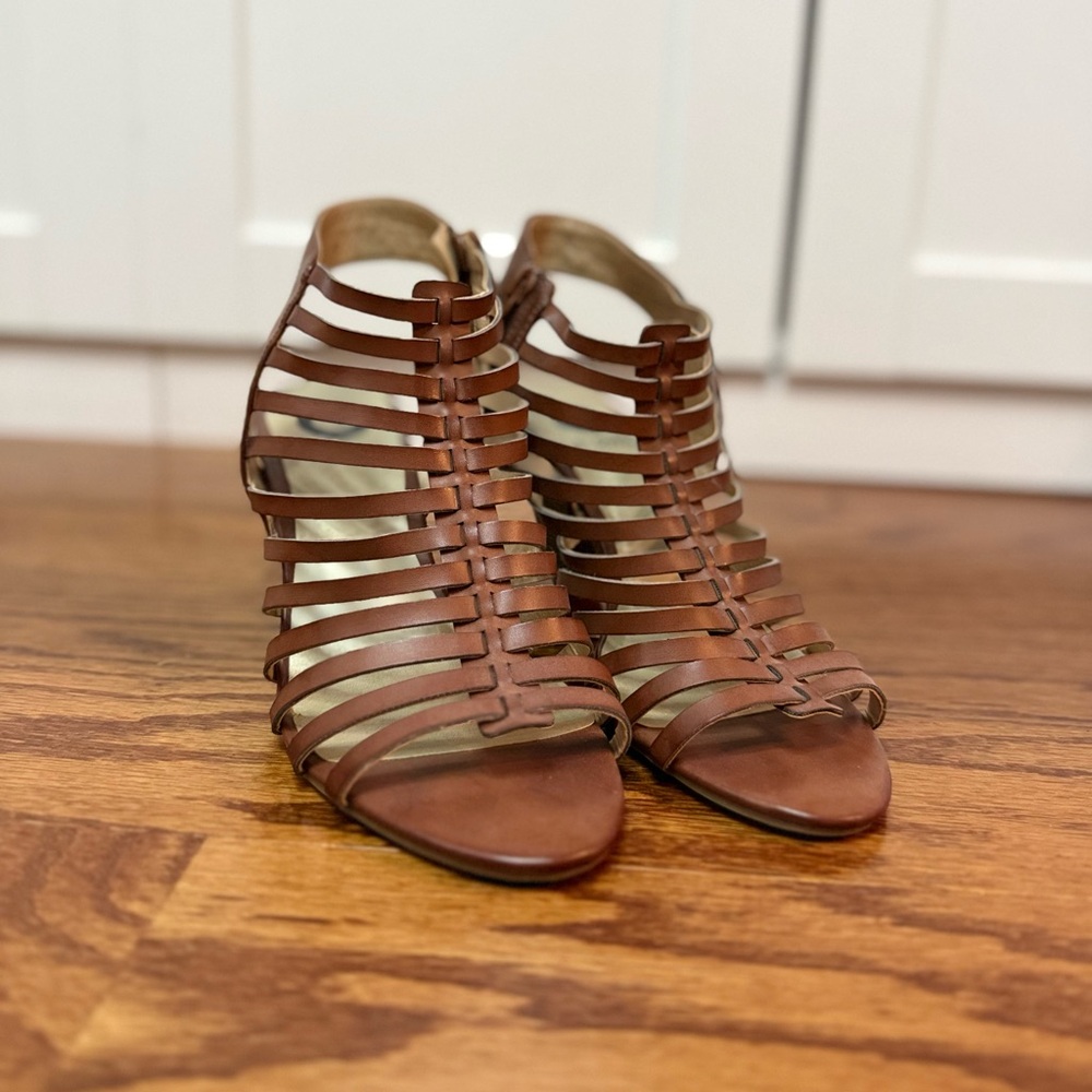 G by Guess Brown Strappy Heel Sandals